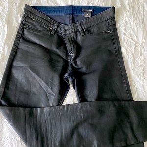 Coated vegan leather jeans